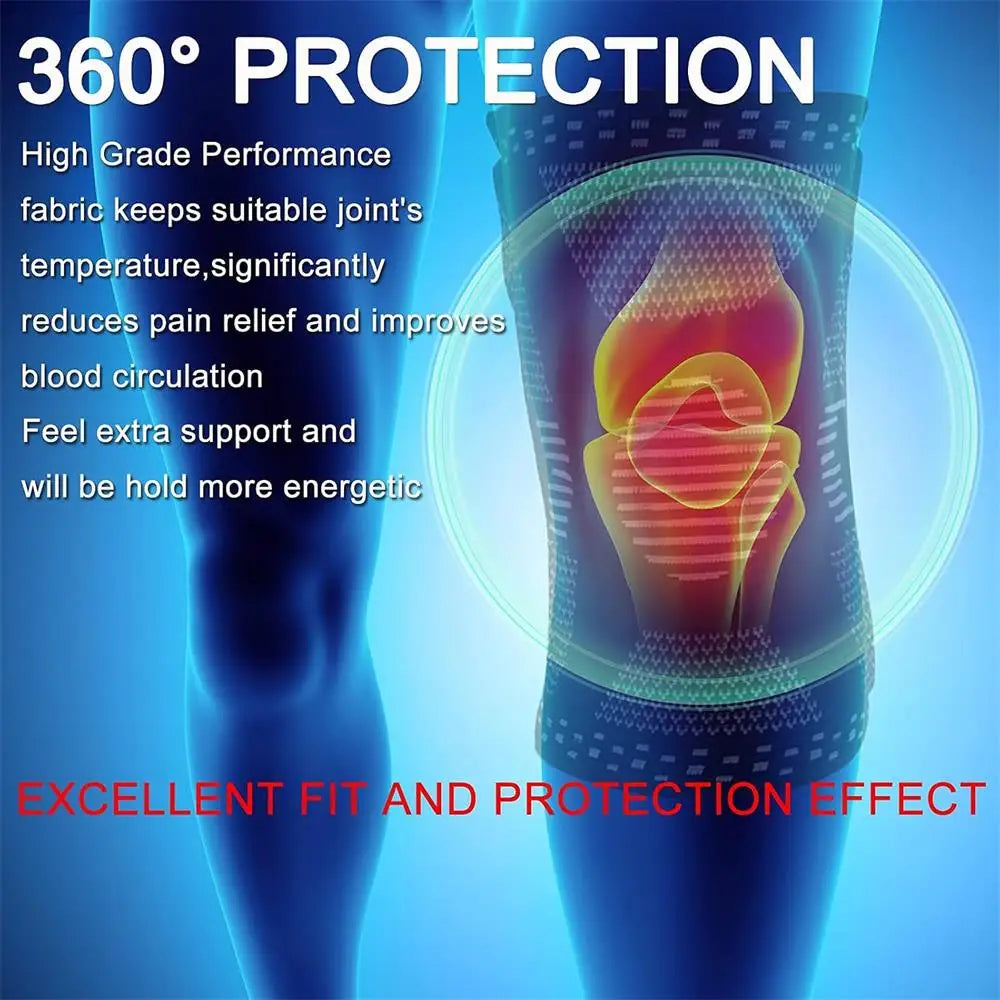 1/2Pcs Sport Compression Knee Support Brace Patella Protector Knitted Silicone Spring Legpad Cycling Running Basketball Football