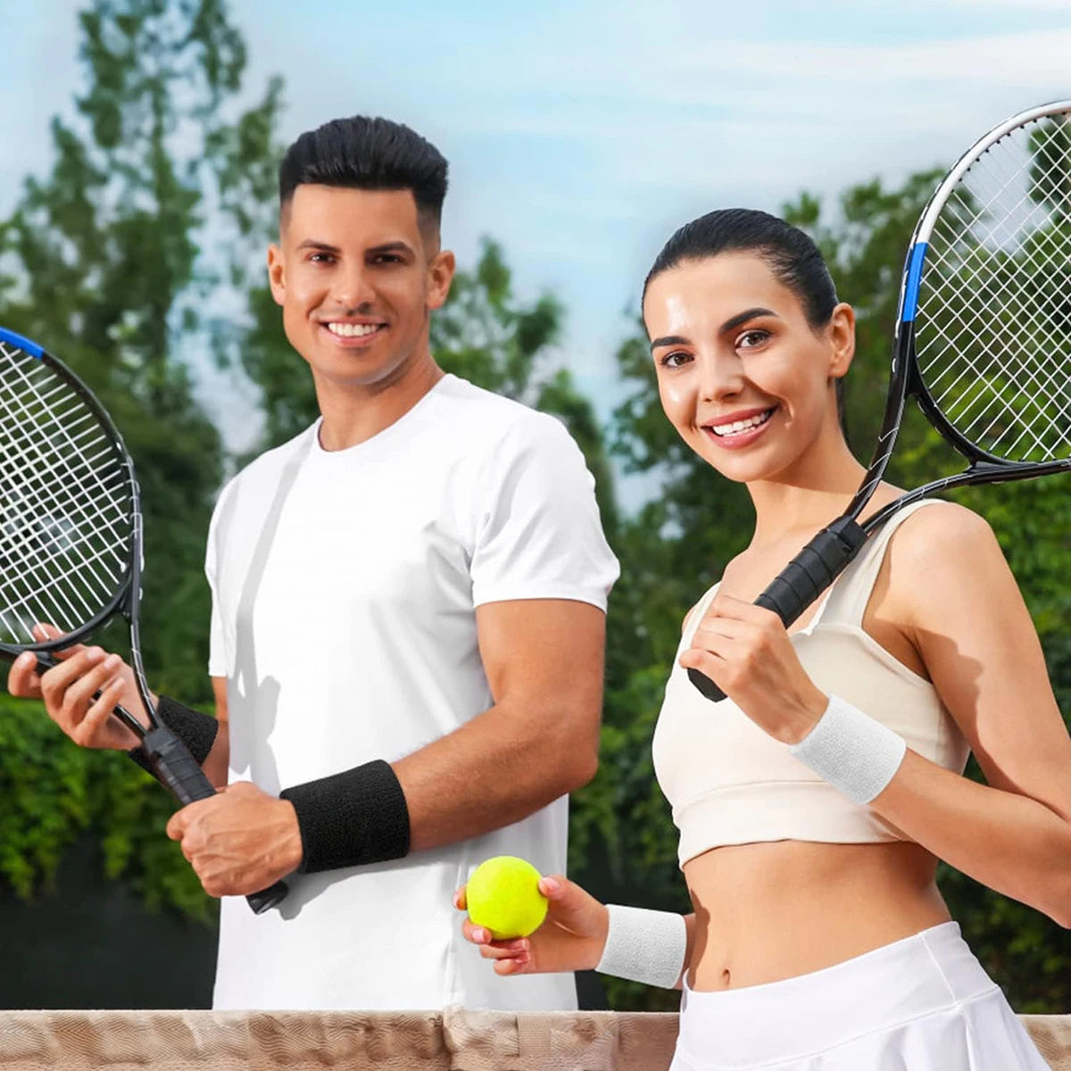 6Pcs Sweat Absorption Sports Wristband, Moisture Wicking Wrist Guard for Tennis, Basketball, Running