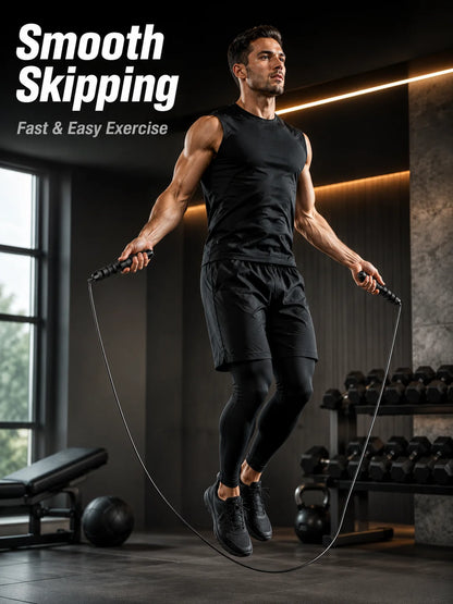 Steel Wire Speed Jump Rope, Adjustable Fitness Skipping Rope with Non-Slip Handles, Weighted Cardio Training Rope for Boxing, HIIT, Cross Training, Gym Workout, Home Exercise, Endurance, Agility and Daily Sports Practice