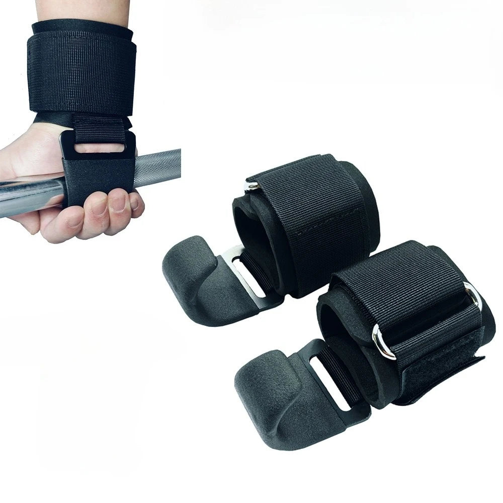 Weight Lifting Hook Grips with Wrist Wraps Hand-Bar Wrist Strap Gym Fitness Hook Weight Strap Pull-Ups Power Lifting Gloves