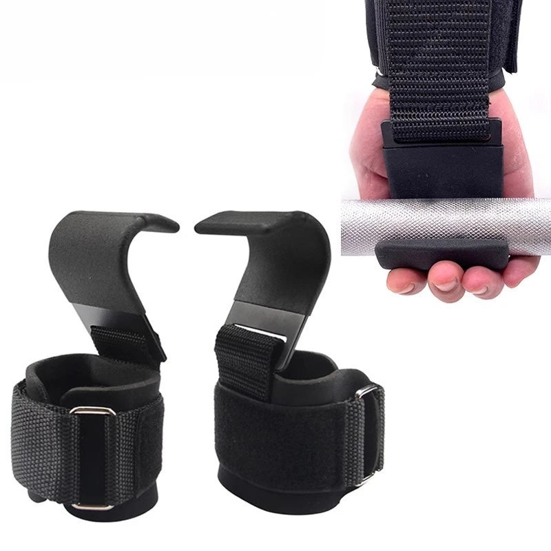 Weight Lifting Hook Grips with Wrist Wraps Hand-Bar Wrist Strap Gym Fitness Hook Weight Strap Pull-Ups Power Lifting Gloves