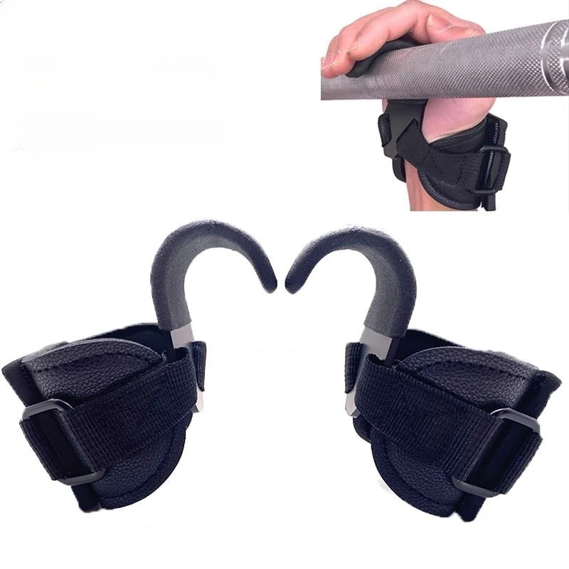 Weight Lifting Hook Grips with Wrist Wraps Hand-Bar Wrist Strap Gym Fitness Hook Weight Strap Pull-Ups Power Lifting Gloves
