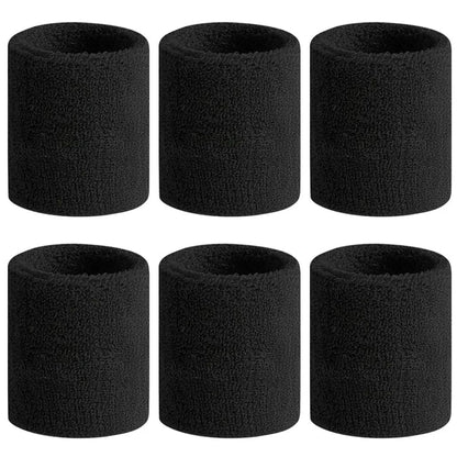 6Pcs Sweat Absorption Sports Wristband, Moisture Wicking Wrist Guard for Tennis, Basketball, Running