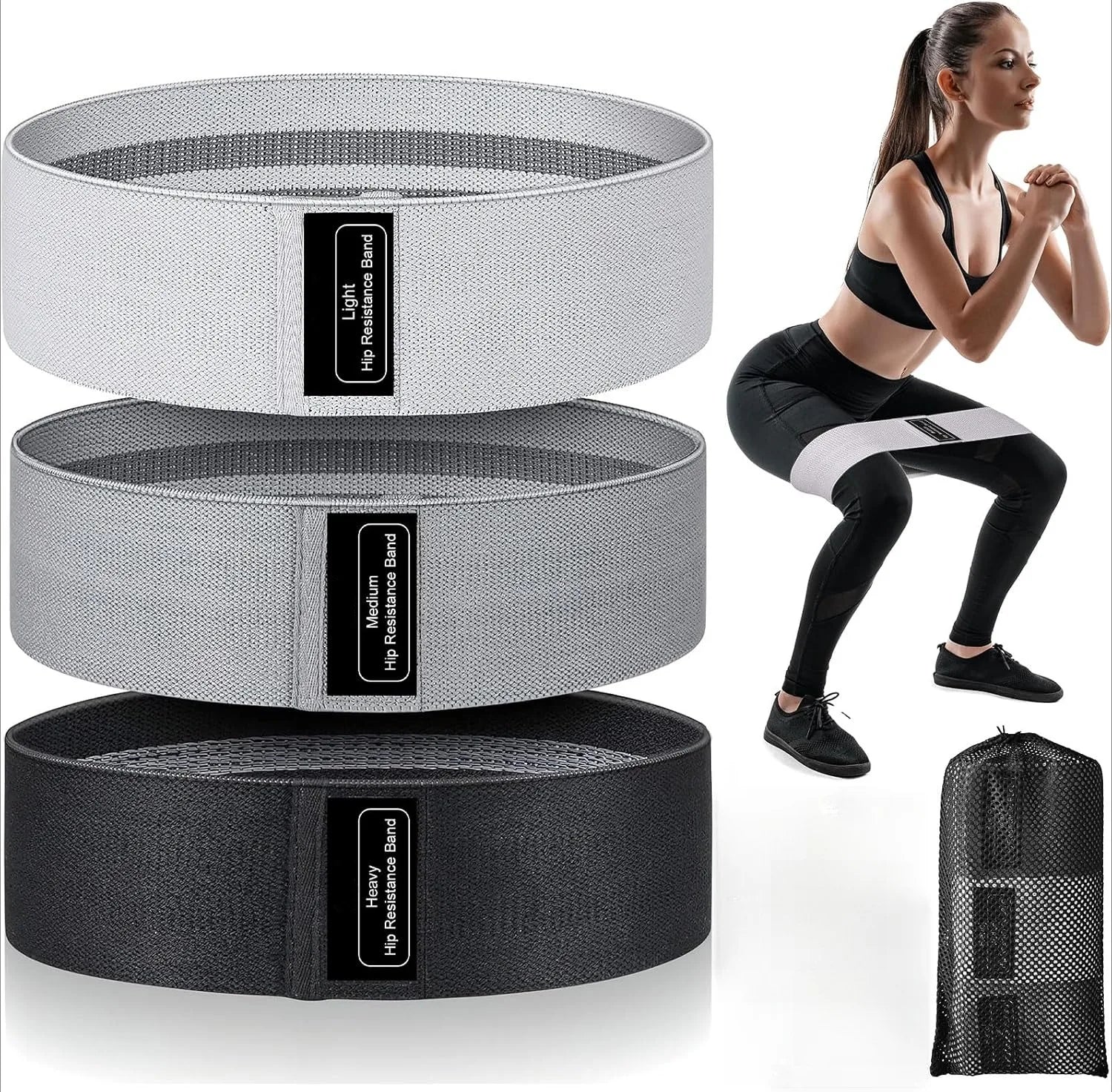 Resistance Bands, Fabric Workout Bands for Women & Men, Cloth Booty Resistance Loop Bands, Thick Squat Bands for Butt/Legs/Thigh
