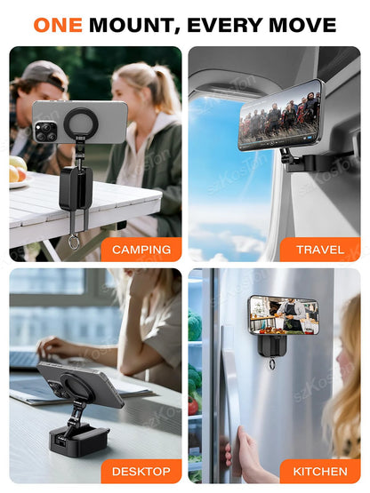 Magnetic Phone Holder with Universal Tray Table Clamp Gym Phone Stand Dual-Sided Magnets for Iphone 17-12 Series