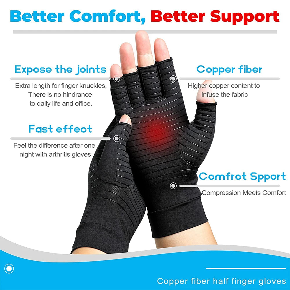 1Pair Copper Arthritis Compression Gloves for Women Men Arthritis Hand Pain Relief Swelling Rheumatoid Arthritis Gloves