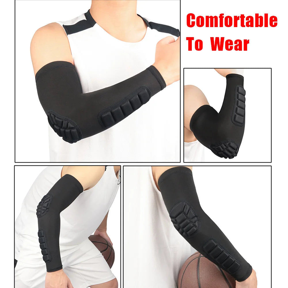 1Pc Arm Sleeve,Compression Arm Sleeve W Elbow Pad for Football,Volleyball,Baseball Protection,Youth&Adult Sizes