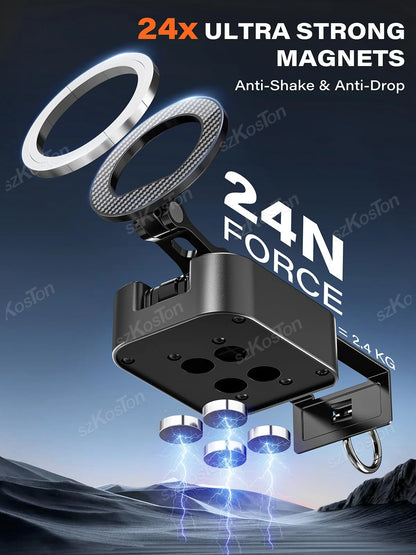 Magnetic Phone Holder with Universal Tray Table Clamp Gym Phone Stand Dual-Sided Magnets for Iphone 17-12 Series
