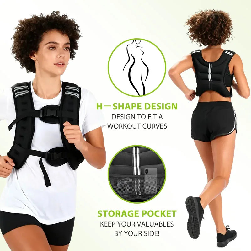 12Lb Weight Vest with Reflective Stripe/Pocket for Workout, Strength Training, Running, Fitness, Muscle Building, Weightlifting