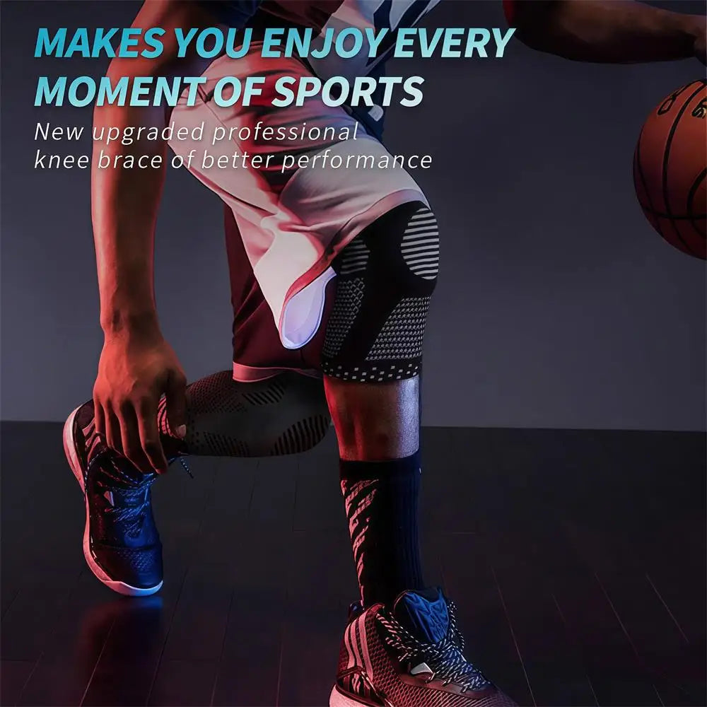 1/2Pcs Sport Compression Knee Support Brace Patella Protector Knitted Silicone Spring Legpad Cycling Running Basketball Football