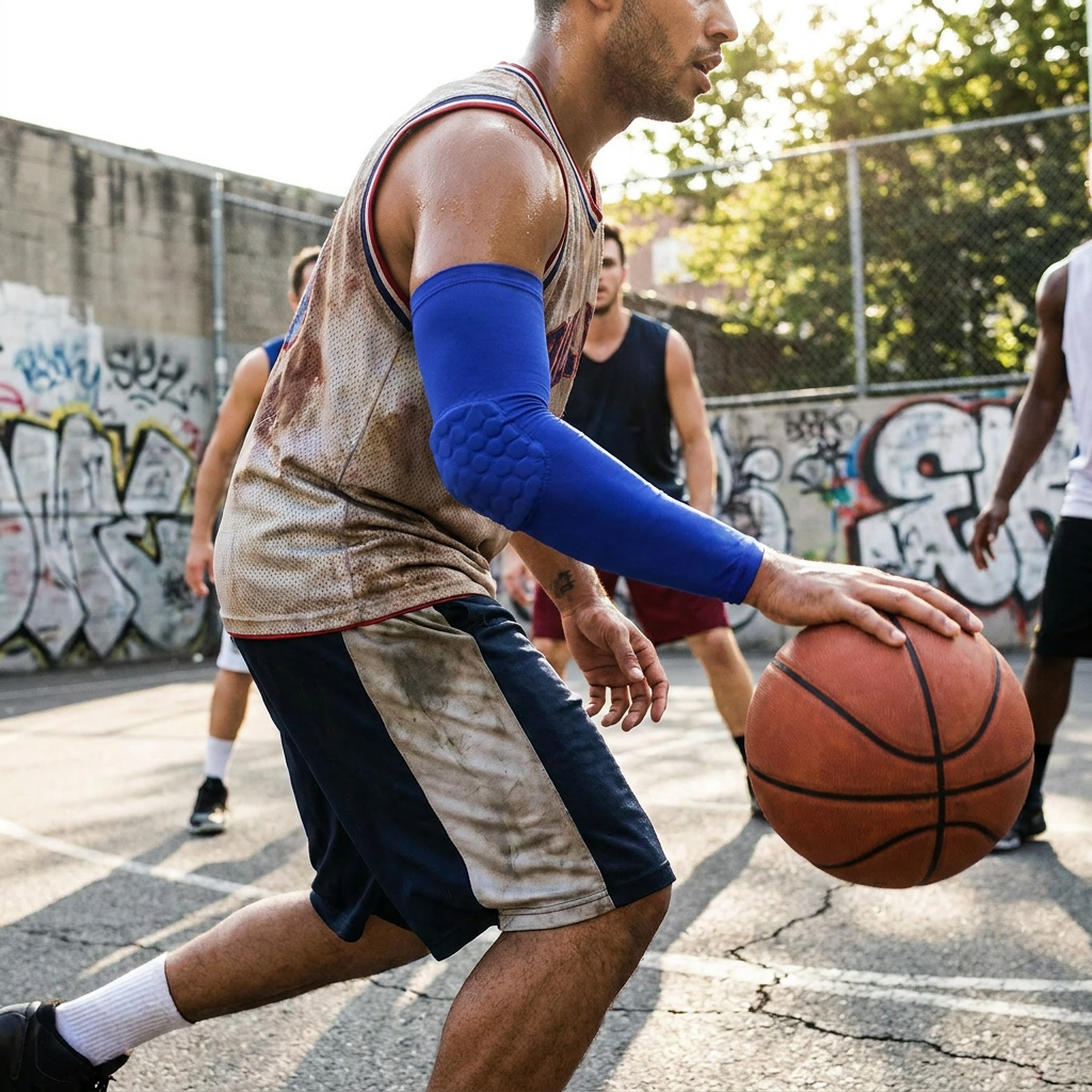 Padded Compression Arm Sleeve with Elbow Guard lifestyle